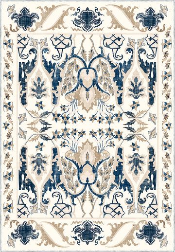 Henry Blue Brown Distressed Washable Rug