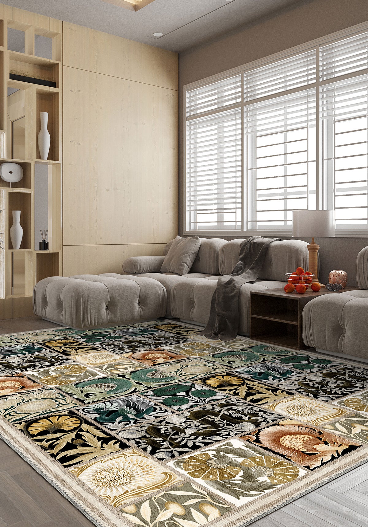 Morris style floral rug for living room.