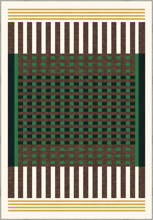 Quillon Green Plaid Rug