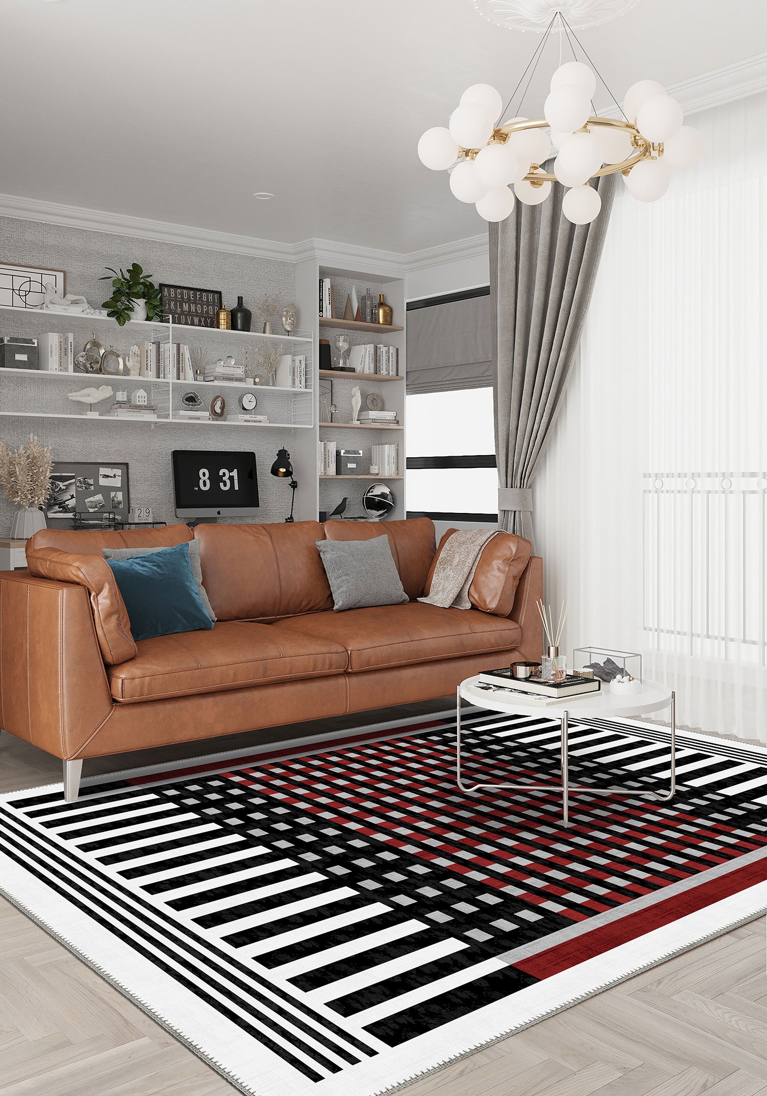 Black and white rug for living room.