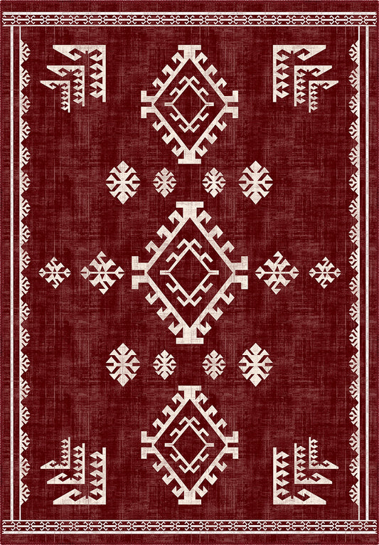 Lina Burgundy Rustic Rug