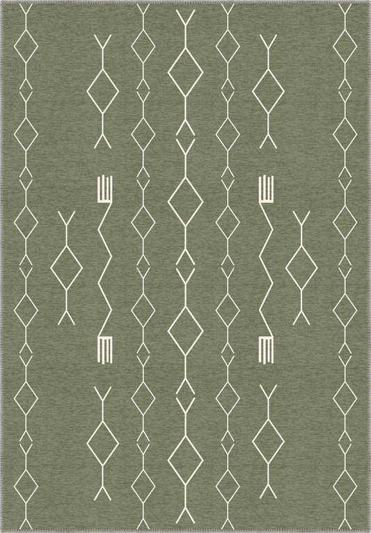 Geometric Sage Green Rug