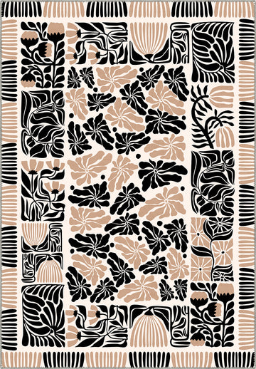 Calanthe Black and White Washable Rug