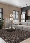 Brown bokhara rug for living room.