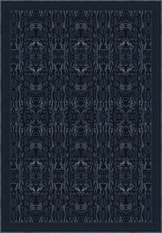 Aveline Deep Navy Damask Rug