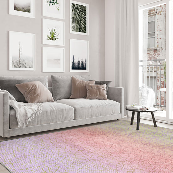 Pink rug for living room.