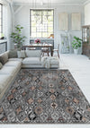 Gray vintage rug for living room.