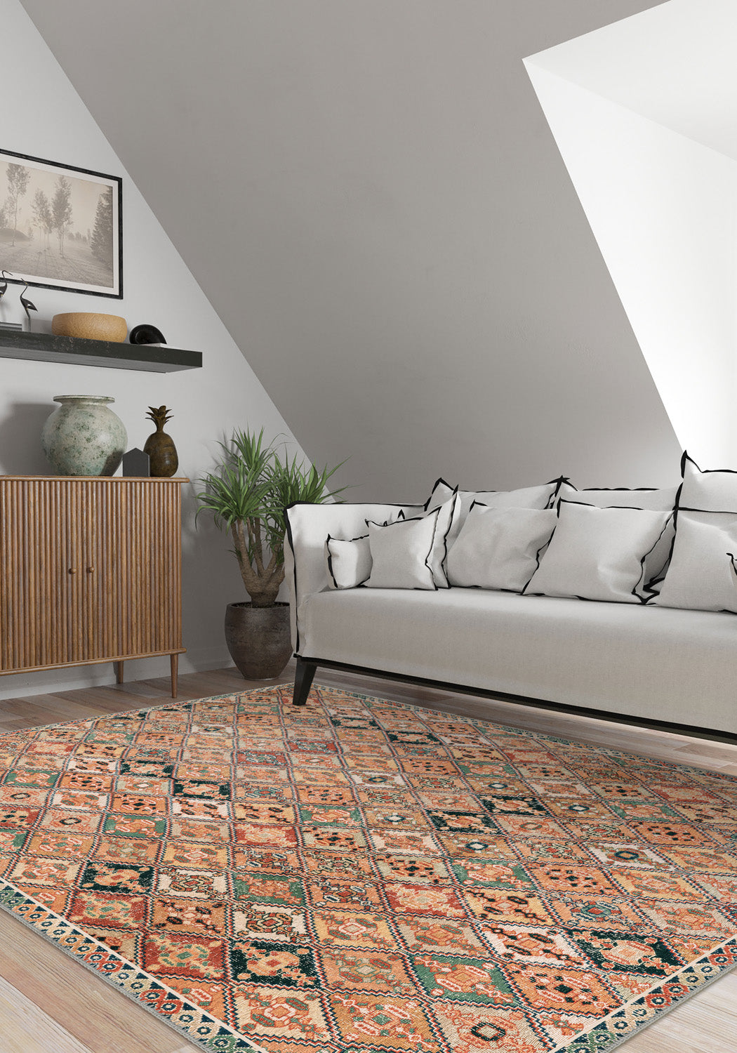 Vintage rug for living room.