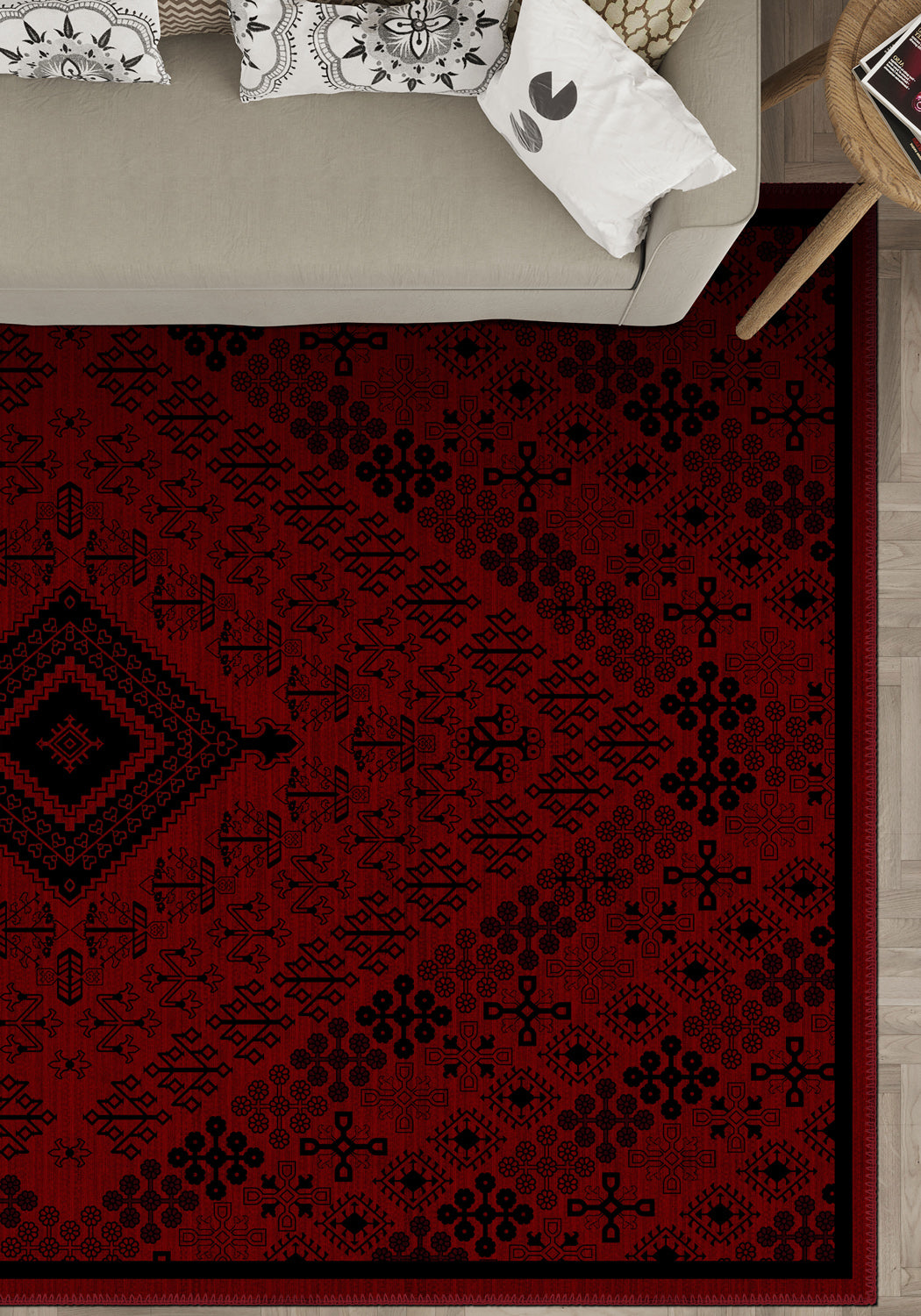 Burgundy persian rug for living room