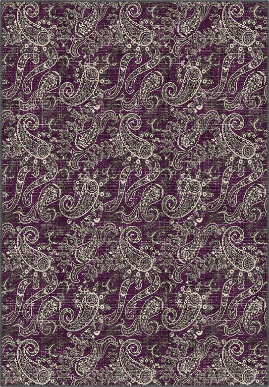 Purple paisley rug for living room.