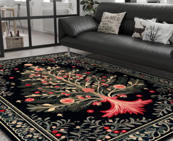 Christmas rugs are great for holiday season decoration.