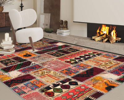 Moroccan rugs add charm with bold, distinctive patterns.