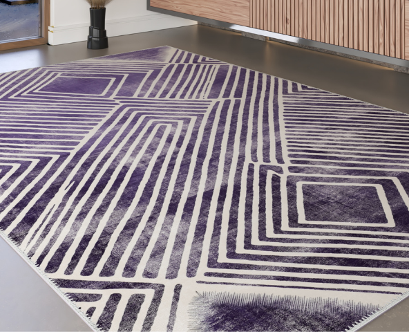Purple rugs add a bold, luxurious touch to your space.