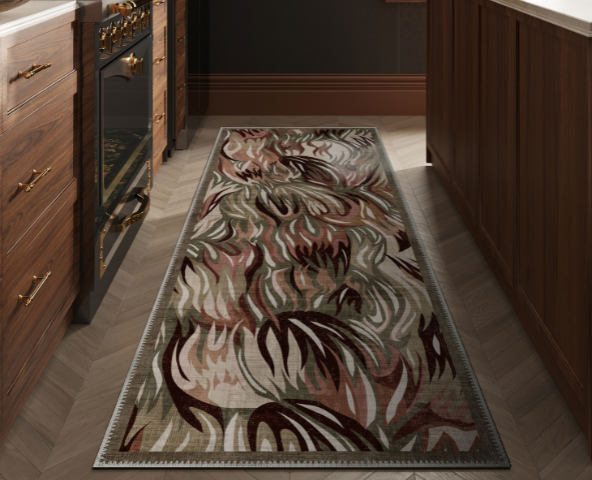 Washable runner rug in kitchen