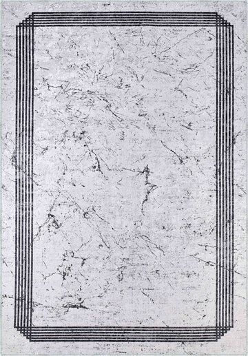 Lucas White Marble Washable Rug