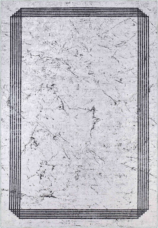 Lucas White Marble Washable Rug