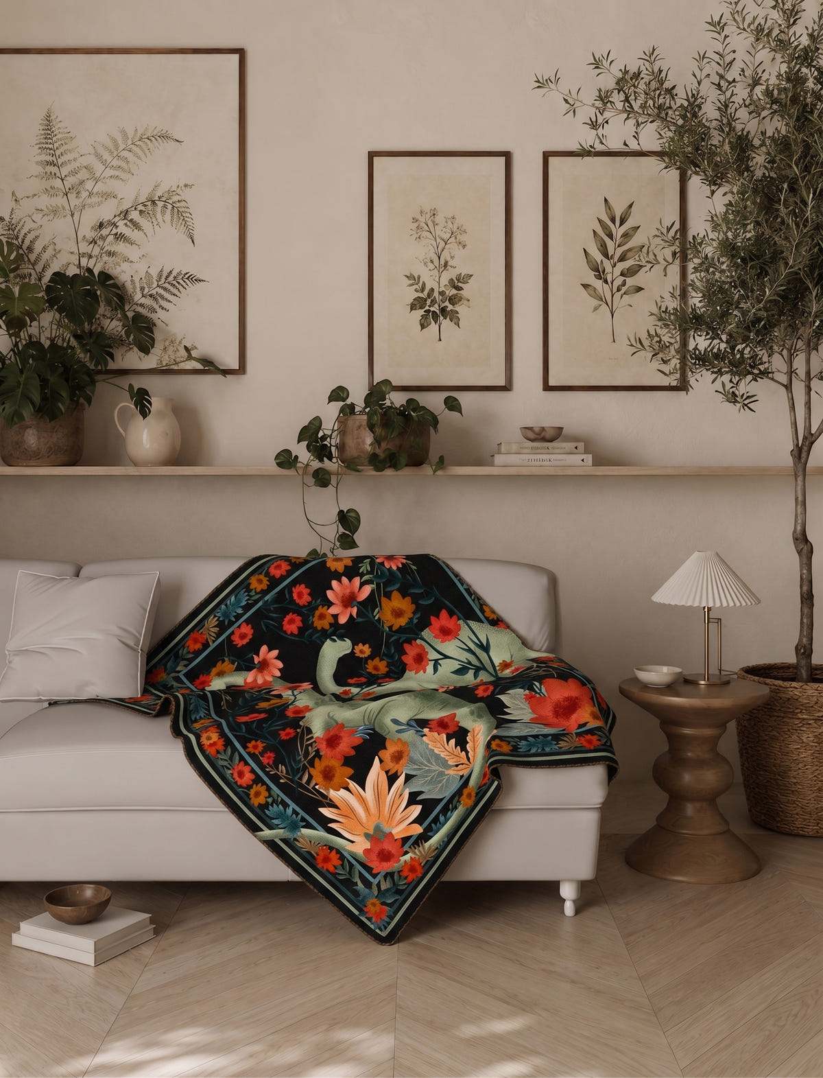 Nola Floral Dinosaur Blanket