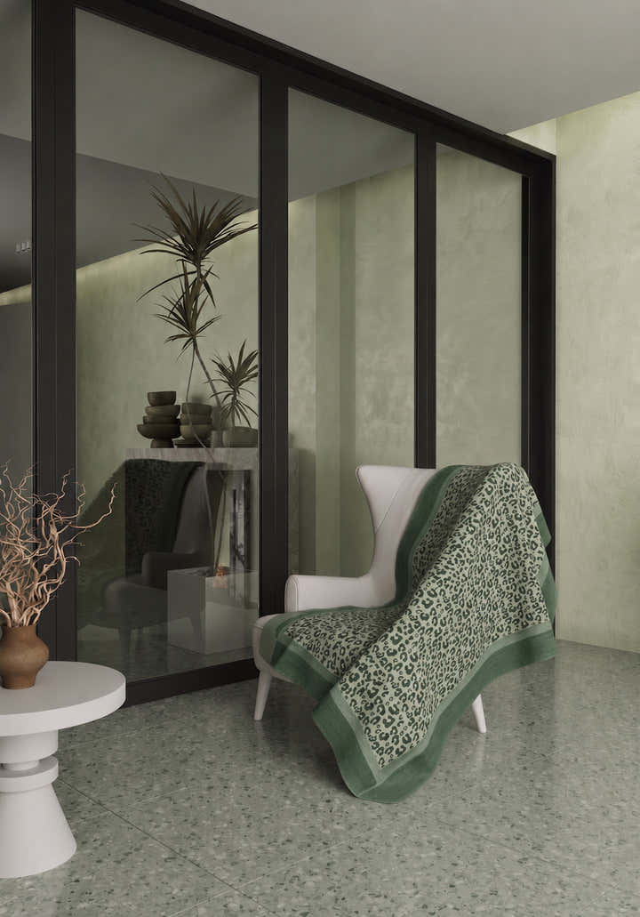 Zafira Green Animal Print Blanket