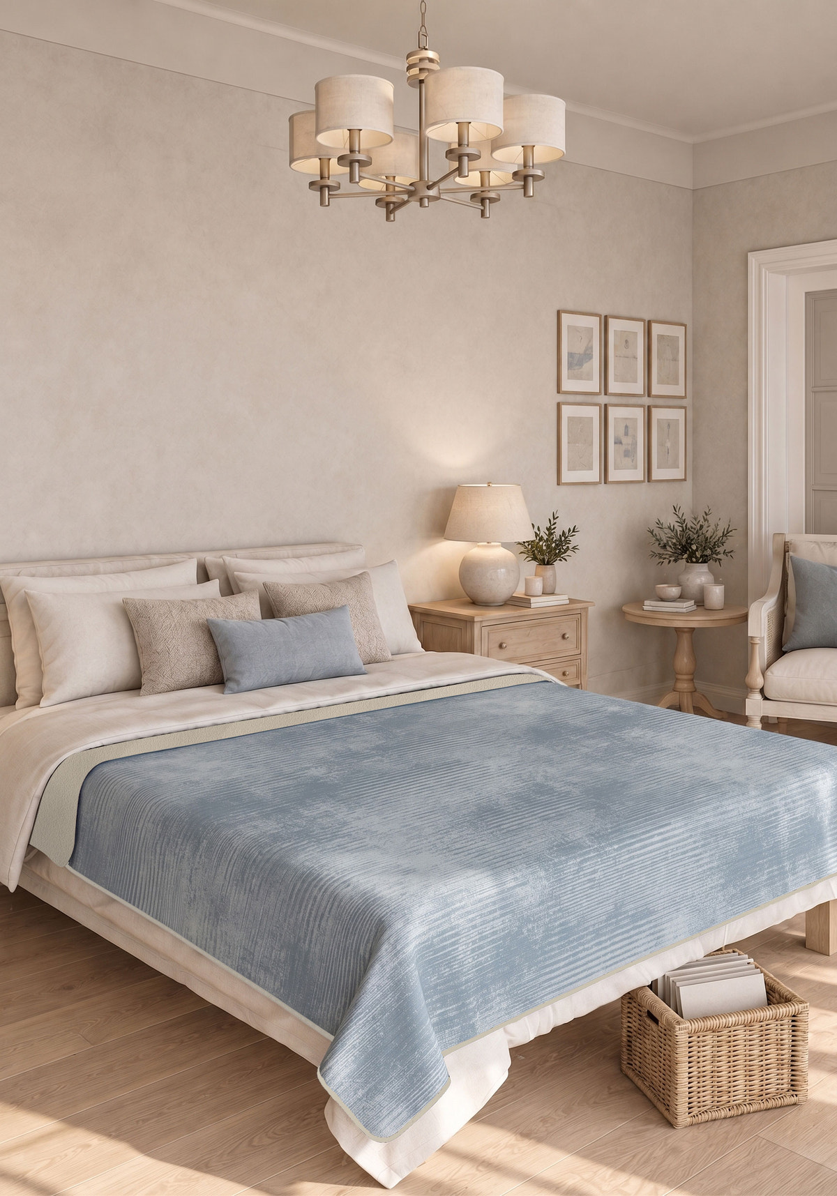 Oliver Light Blue Throw Blanket