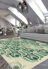 Cleo Green Tulip Mid Century Modern Rug