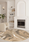 Zane Beige Washable Abstract Rug