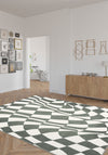 Mini Green Checkered Retro Rug