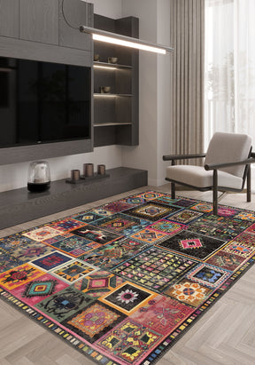 Cassian Boho Patchwork Rug | Rugette