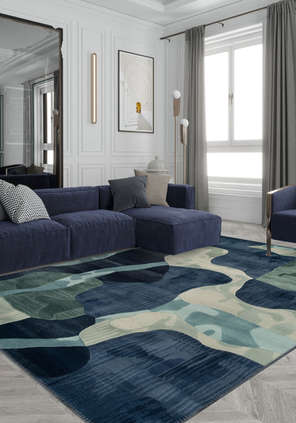 Contemporary Blue Rug Evander Modern Blue Rug | Rugette