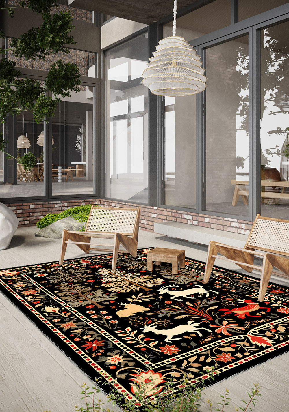 Xylar Bordered Christmas Rug | Rugette