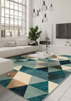 Faelanor Blue Geometric Washable Rug