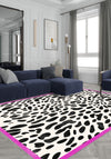 Dalmatian Pink Bordered Animal Print Rug