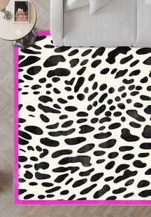 Dalmatian Pink Bordered Animal Print Rug