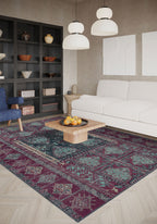 Andrew Burgundy Purple Vintage Washable Rug