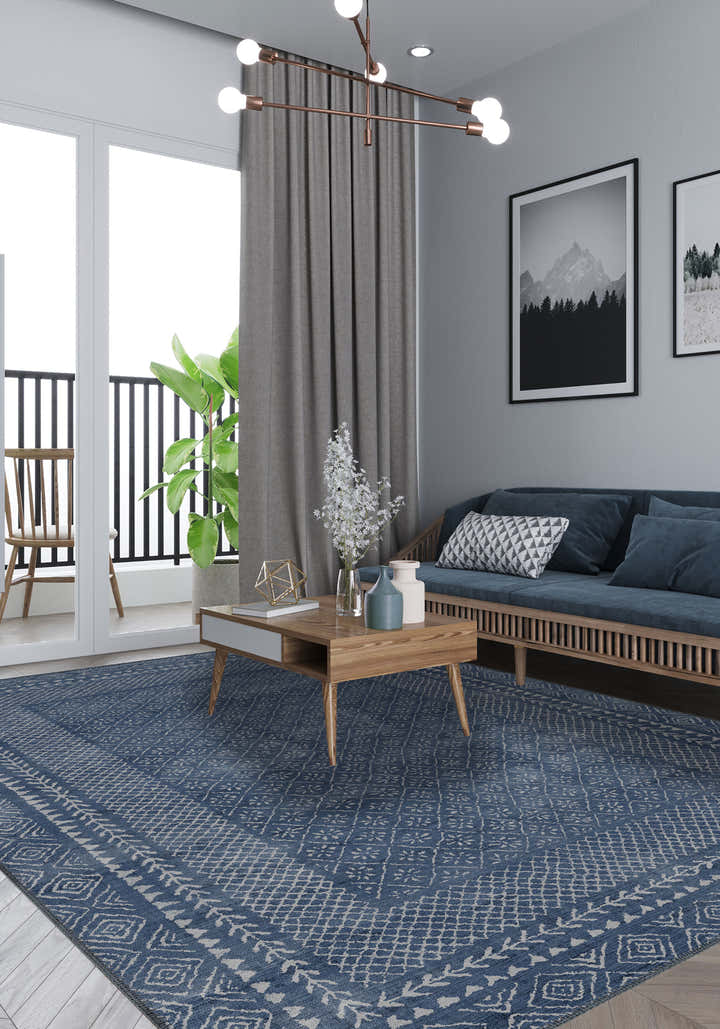 Calyra Navy Modern Rug