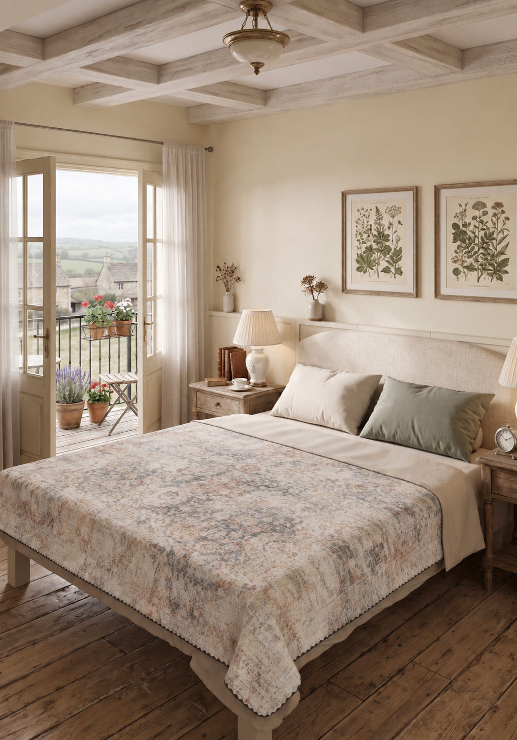 Ethan Cream Bedspread Throw Blanket