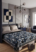 Zinnia Grey Blue Leaf Blanket