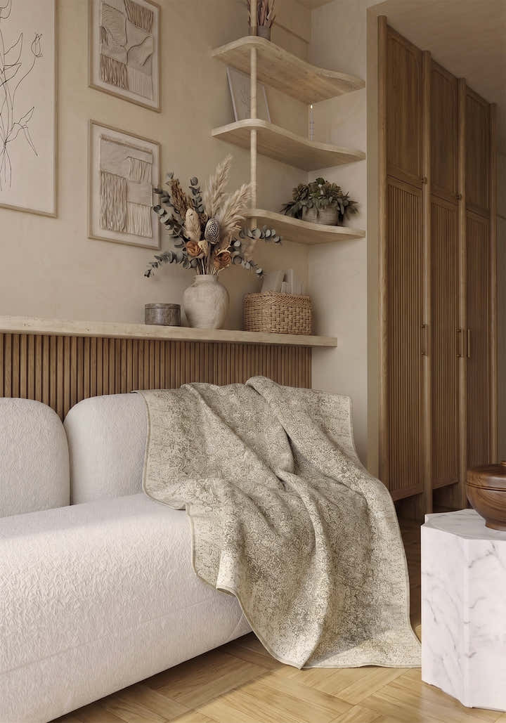 Rosalie Beige Throw Blanket