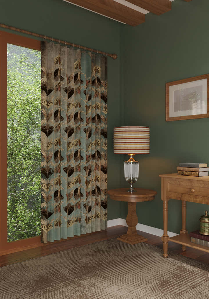 Celestia Blue Brown Moth Curtain