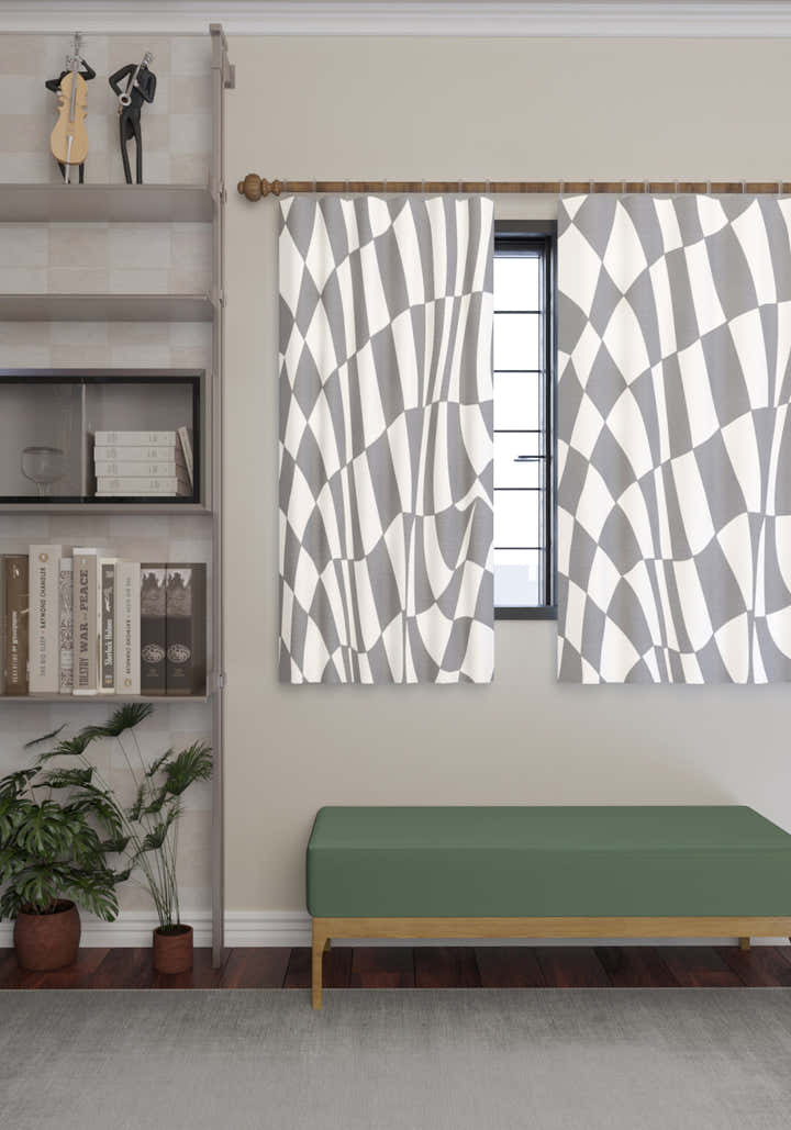 Mini Grey Geometric Curtain