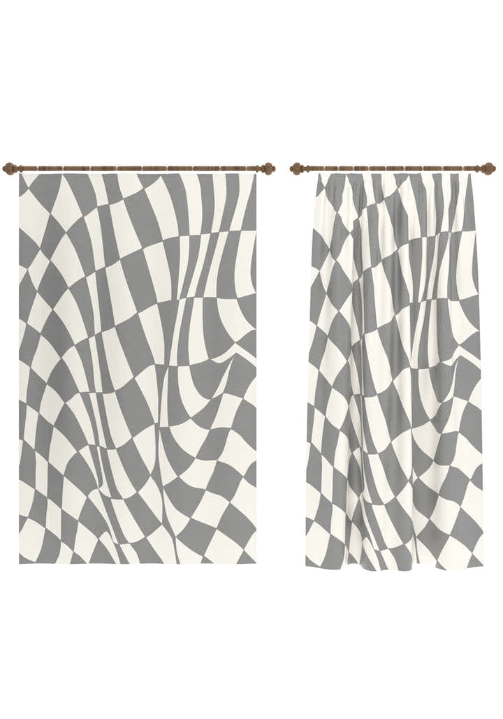 Mini Grey Geometric Curtain