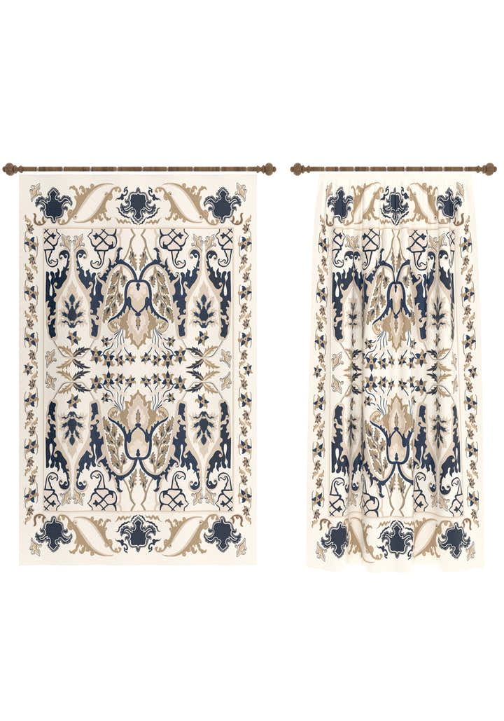 Henry Blue and Cream Curtain