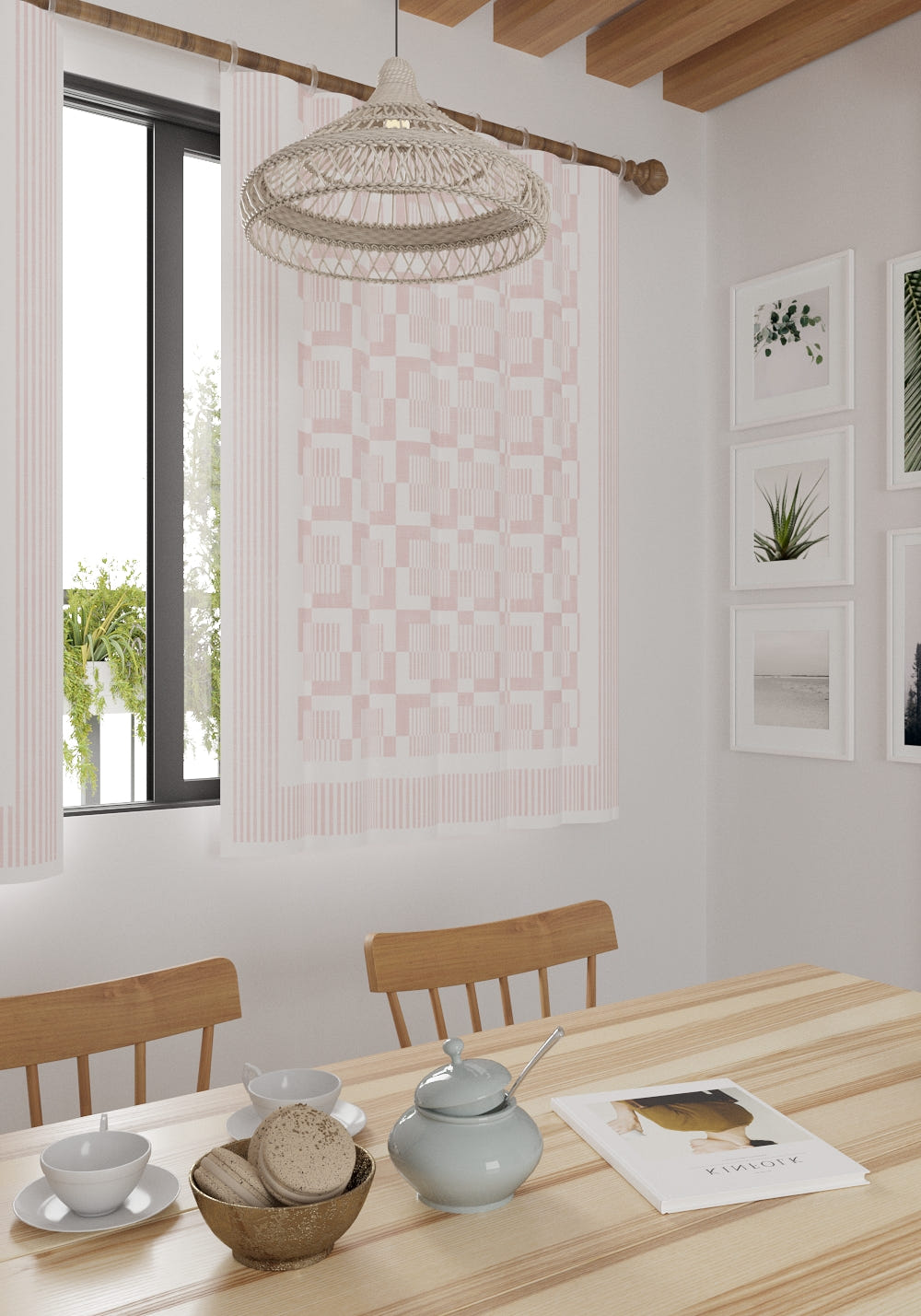 Berylle Geometric Pink Curtain