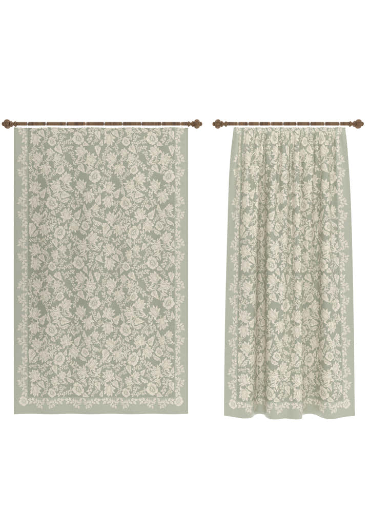 Minora Sage Green Floral Curtain