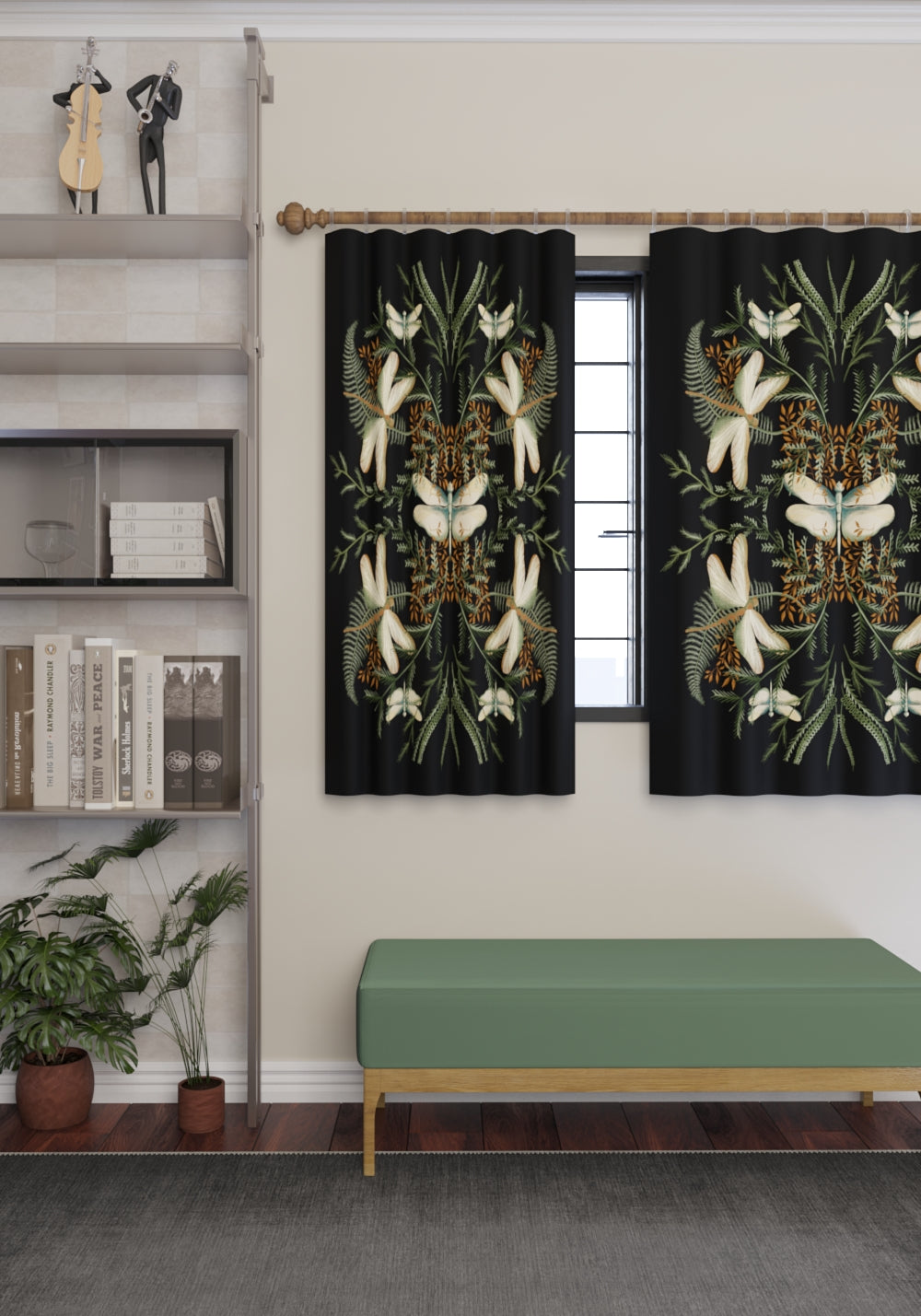 Orithia Black Botanical Curtain
