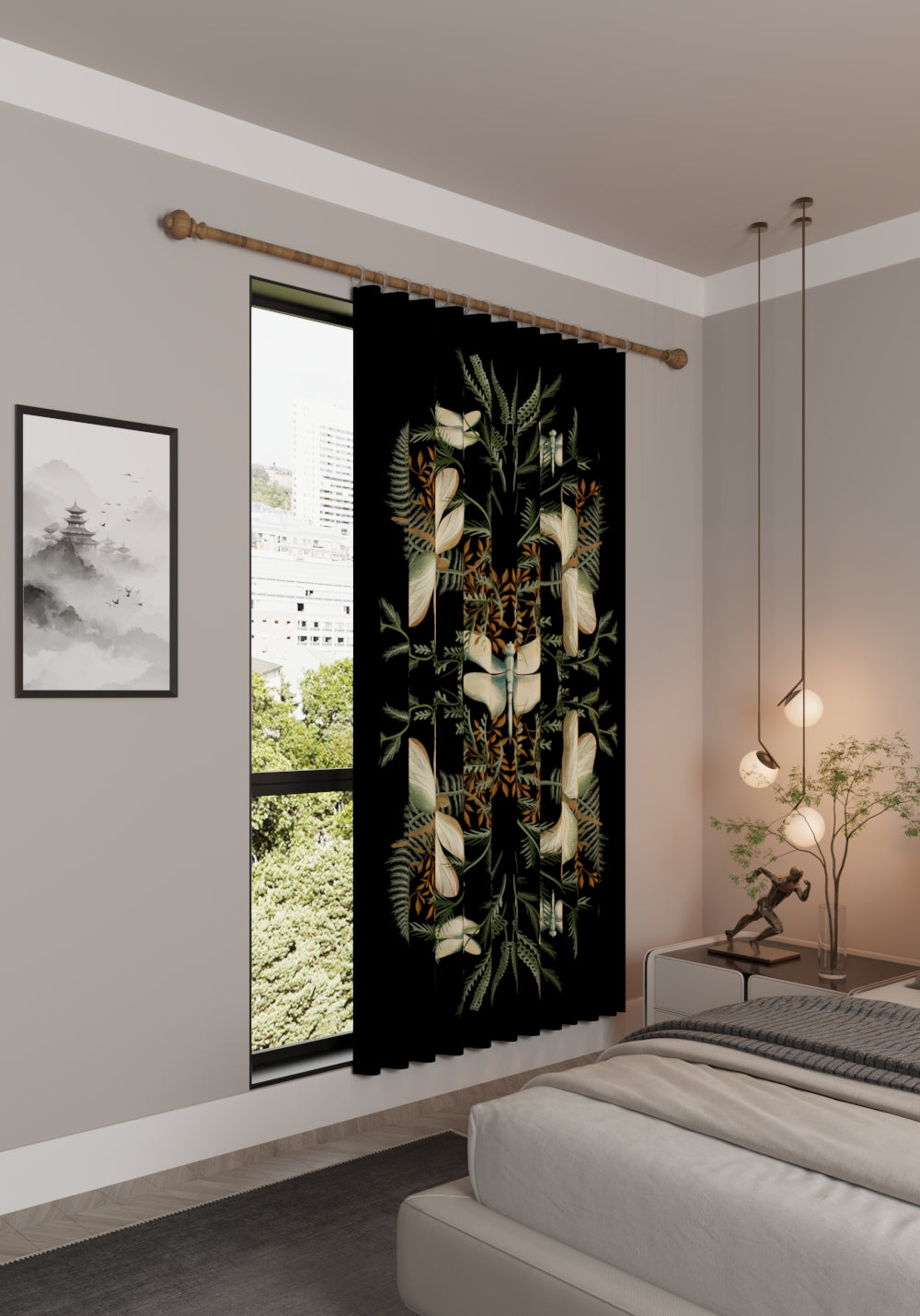 Orithia Black Botanical Curtain