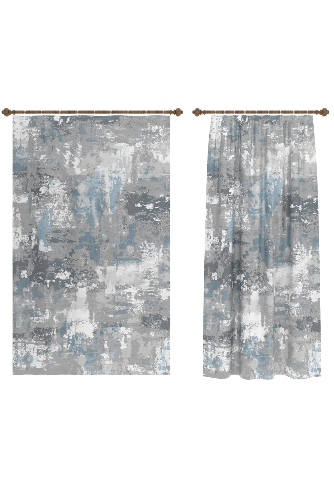Matthew Blue Grey Curtain