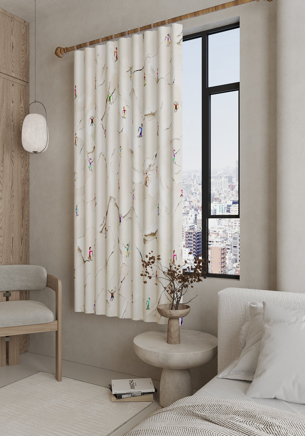 Nico Ski Slopes White Curtain