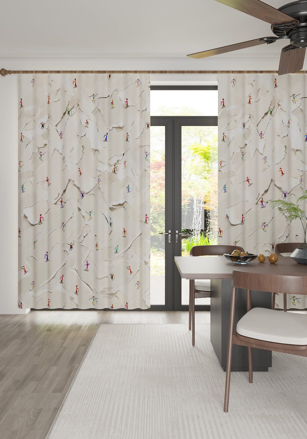 Nico Ski Slopes White Curtain