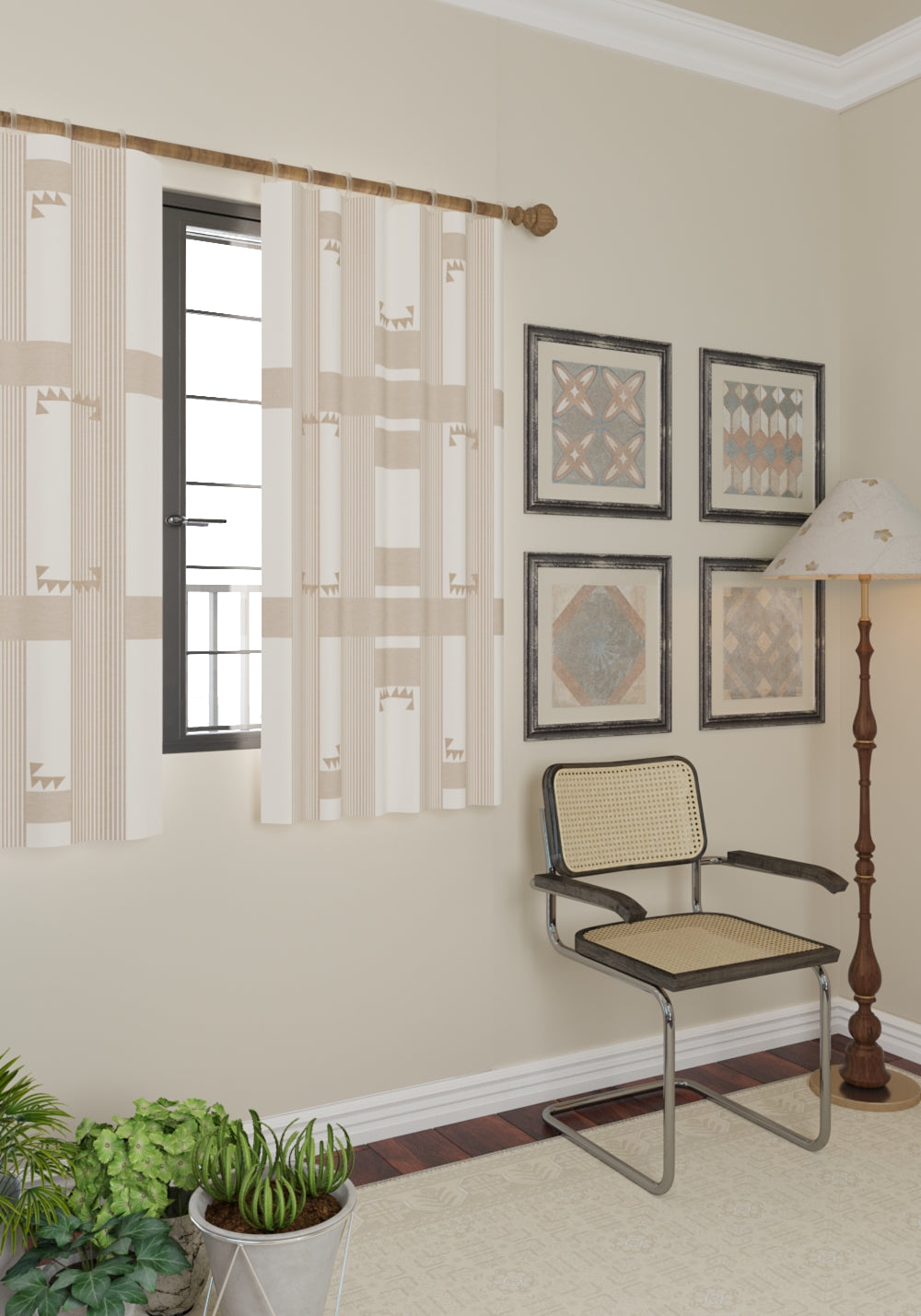 Nahla Geometric Oatmeal Curtain
