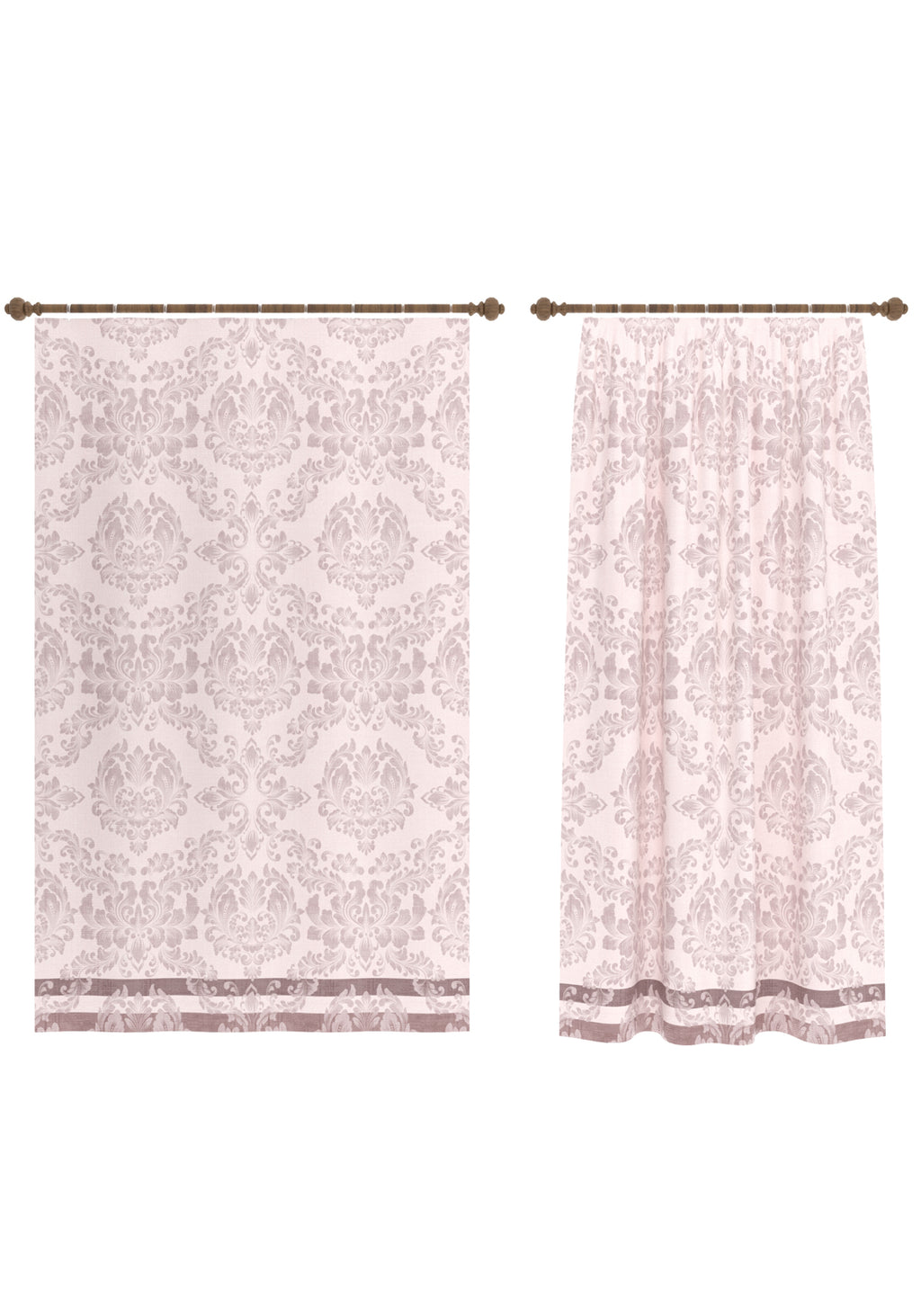 Liliane Blush Pink Damask Curtain